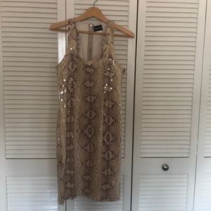 Sequined snake print racer back dress